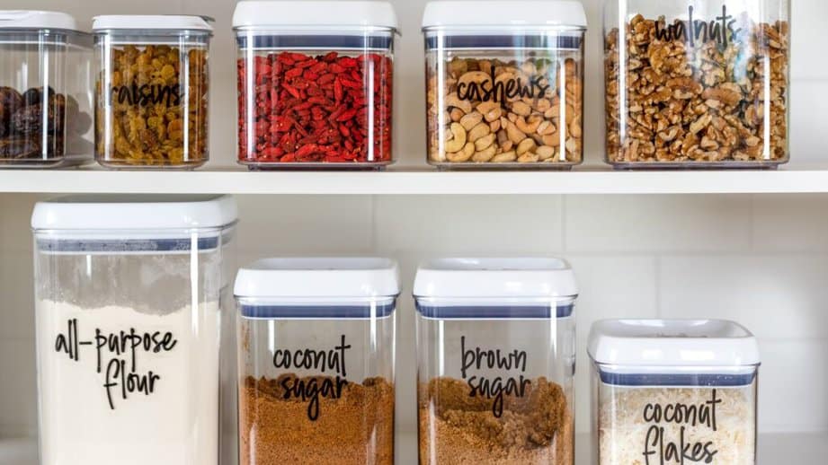 food pantry with storage containers