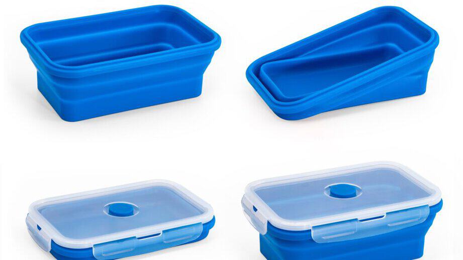 blue collapsable food storage containers