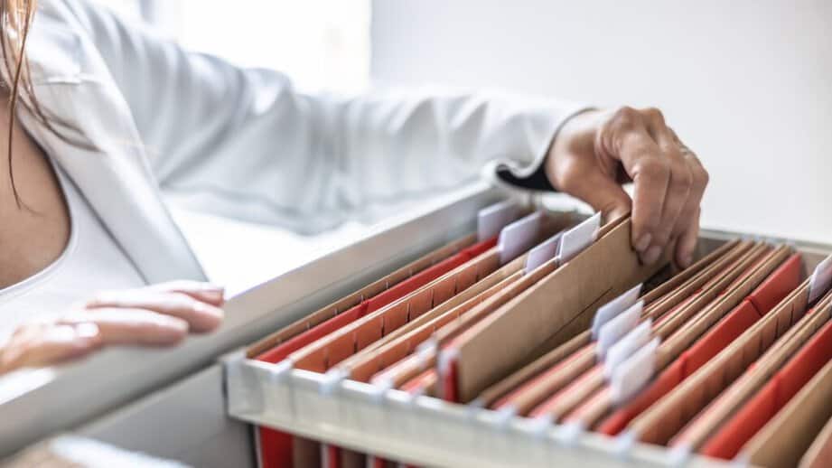 files in a filing cabinet