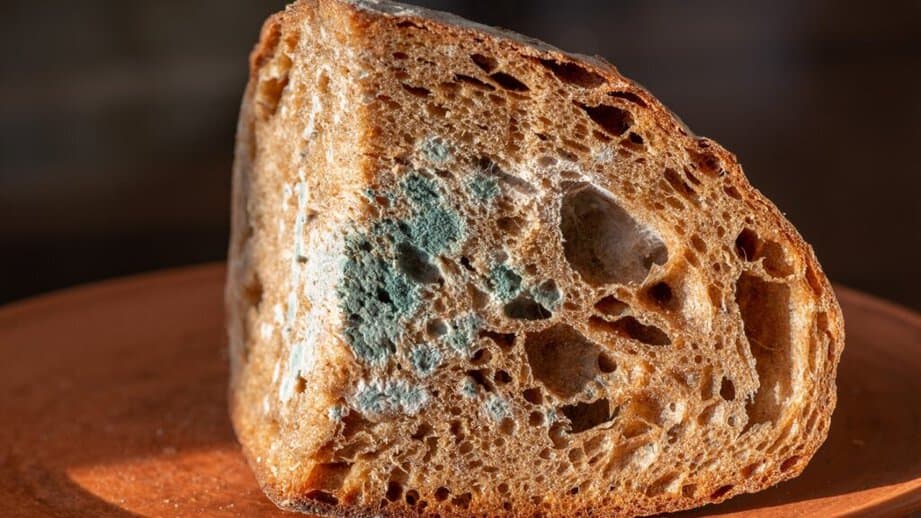 piece of bread with green mold