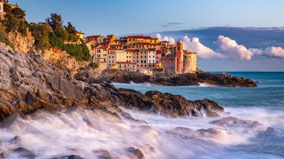 Tellaro, Italy cliffs with waves