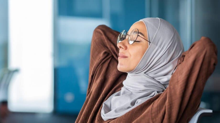 Muslim woman relaxing in a hijab