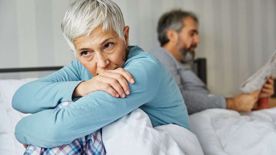 unhappy mature woman upset back to husband