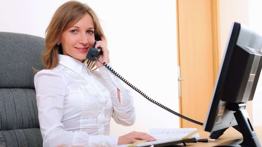 young business woman talking on phone