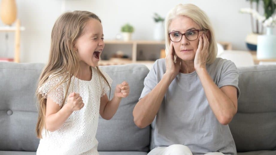 little girl yelling at grandma