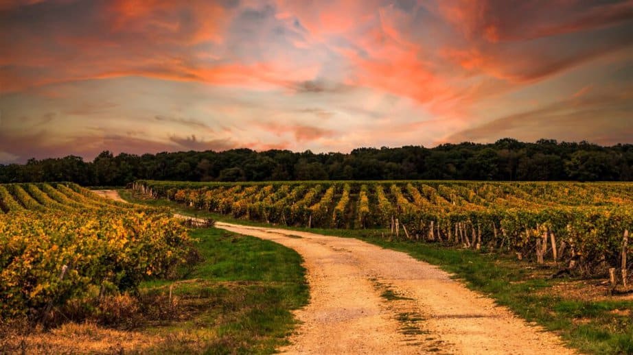 loire valley france in the fall with sunset