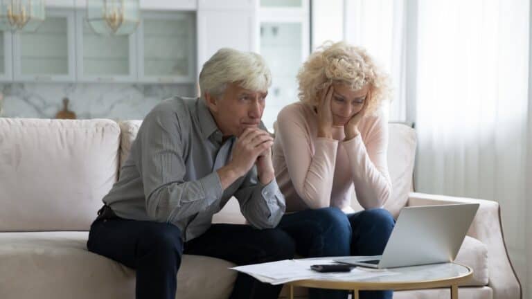 older couple stressed about money