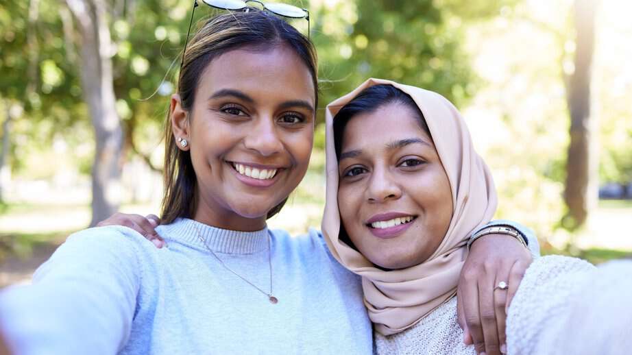 two women muslim friends